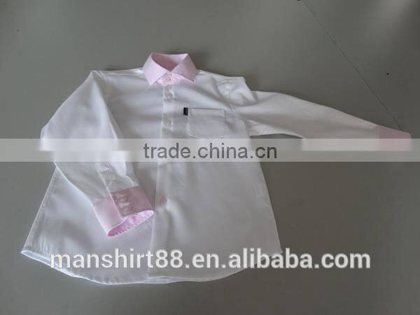 boy' s fancy long sleeve contrast spread collar and cuff casual shirt