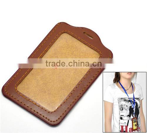 Coffee Vertical Leatheroid ID Card Badge Holders 11.3cm x 7.3cm