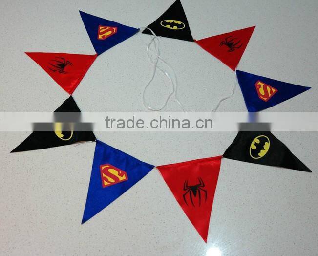 Superhero Birthday Party Bunting 135cm Decoration Spiderman Batman Superman