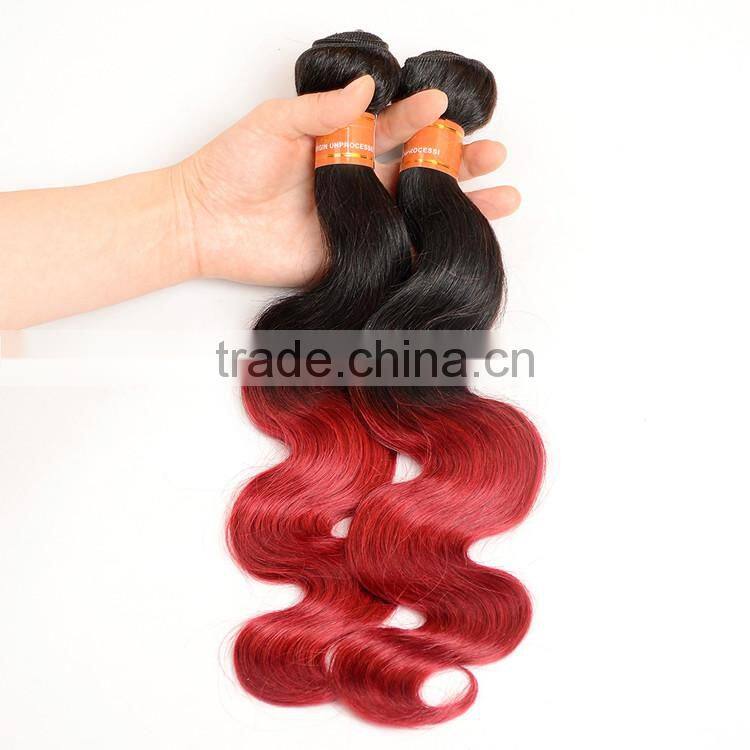Ombre Hair1b/burgandy Body Wave Brazilian Hair Weaves