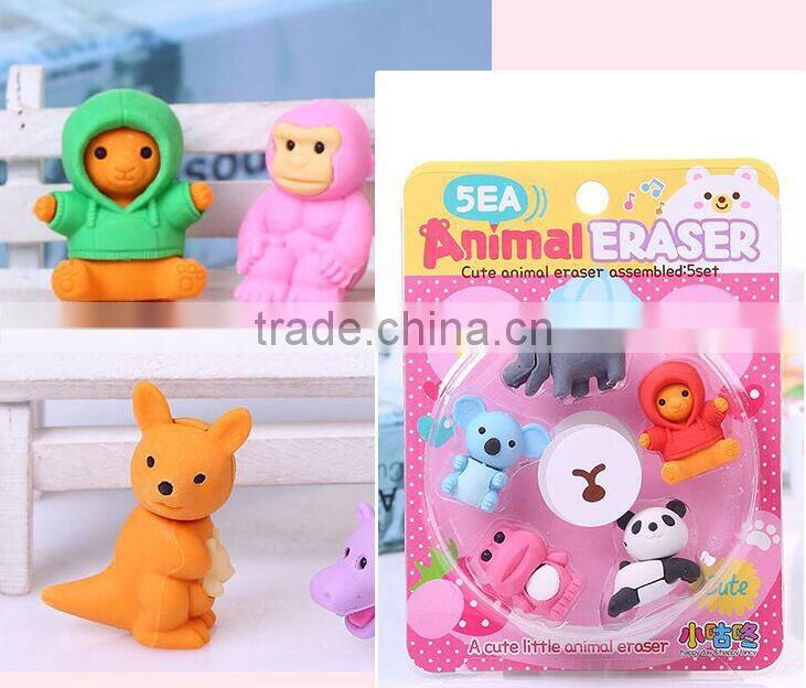 Cute 3D magic animal shape puzzle erasers set