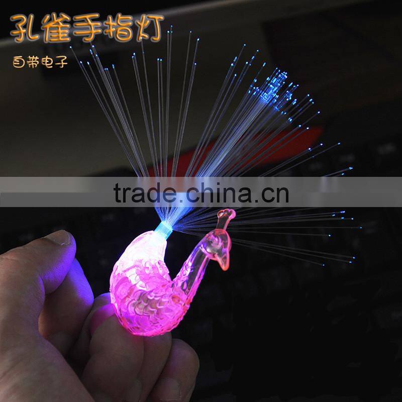 Hot sale cheap led flashlight finger light Peacock Finger Ring party favor