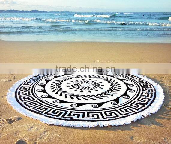 Custom Printed Round Digital Stamp High Quality 150CM Diameter Velour Beach Towel