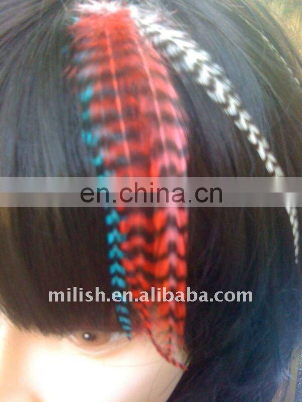 grizzly rooster feathers hair extensions FHE-0310