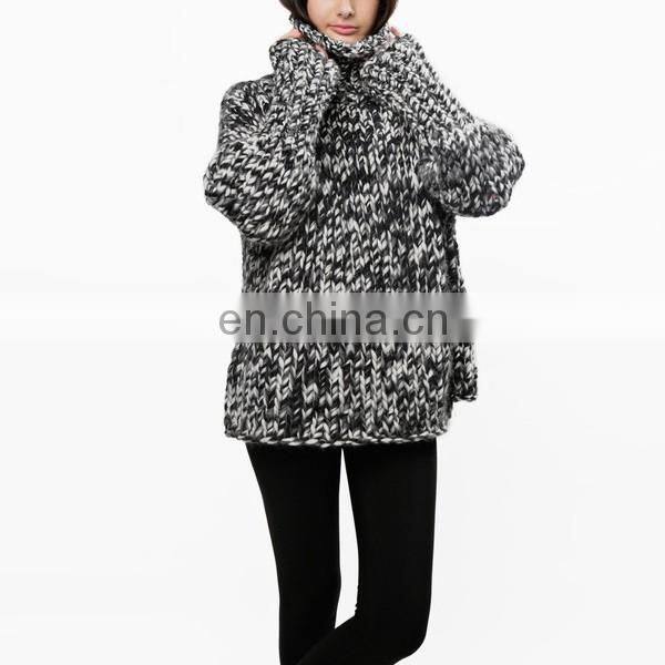 Women Woolen Handmade Kintted Pullover Oversized Chunky Turtleneck Sweater