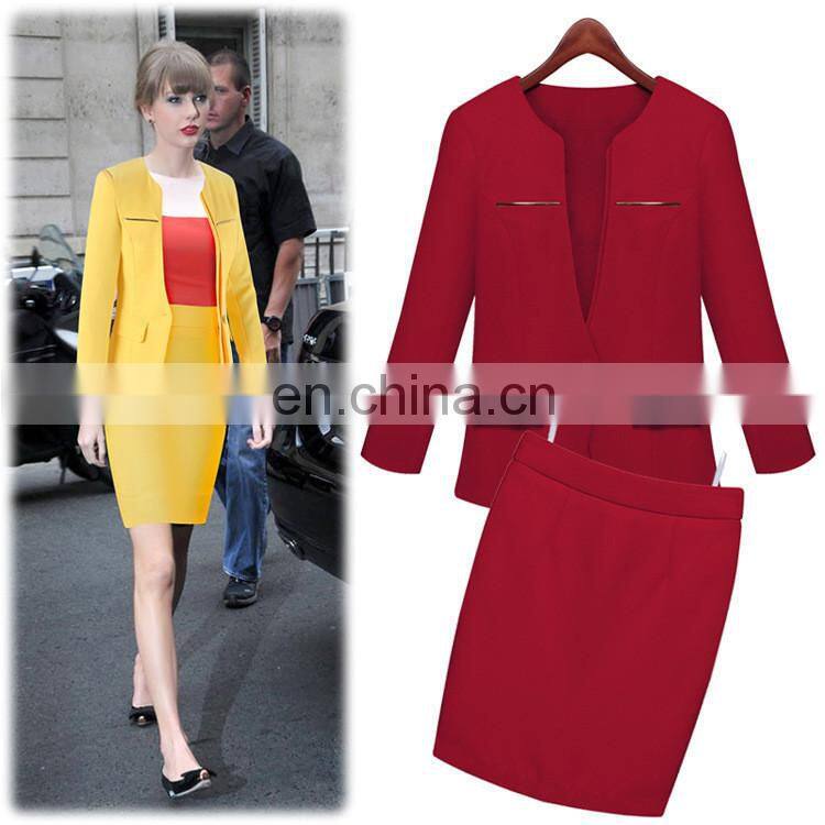 Sexy Office Uniform for Lady with Yellow Black Blue Red Color