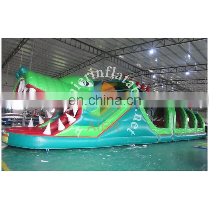 crocodile inflatable obstacle course/kids obstacle course/gator inflatable obstacle tunnel