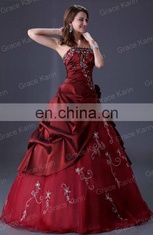 Grace karin long floor length red Prom Wedding Evening Dress Bridal Gown CL2516