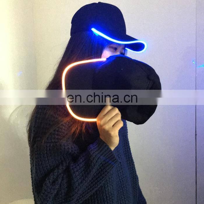2017 new cool design 100% cotton cool led oem flashing Baseball hats caps
