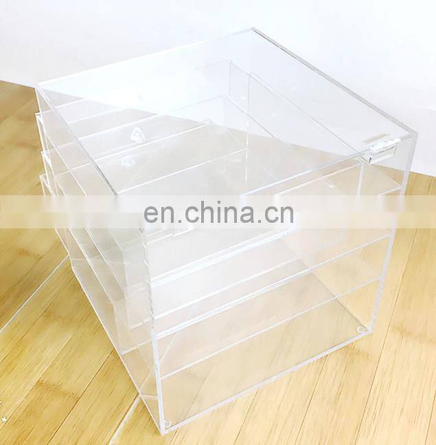 Customized and useful 4 tiers acrylic cosmetic storage box
