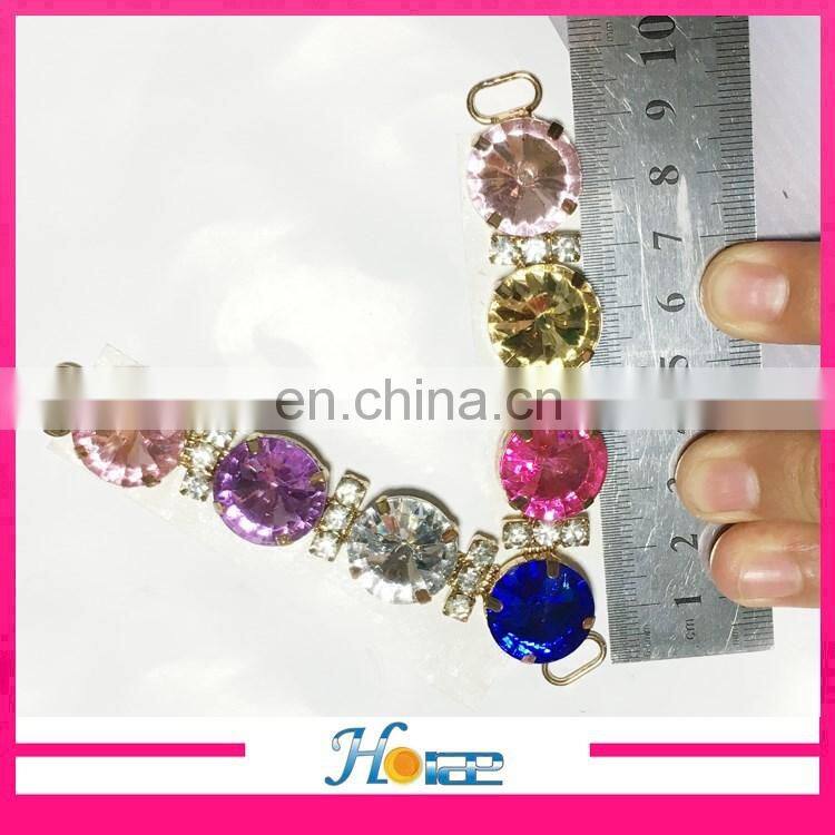 wholesale cheap slipper decoration colorful acrylic rhinestone bikini connector
