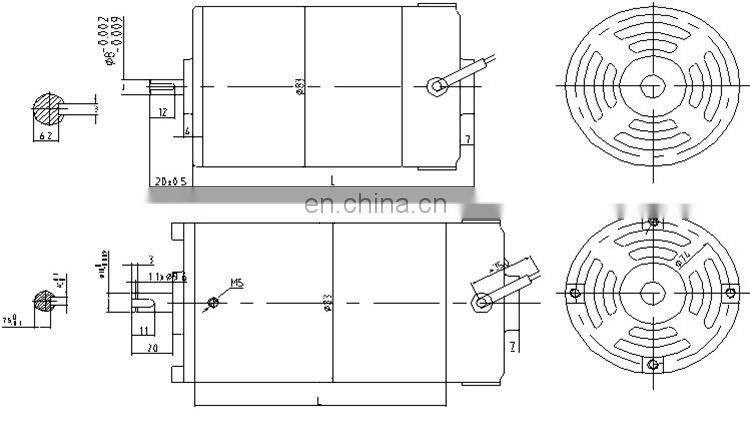 OD 83mm 5000rpm Permanent Magnet DC Motor 110V Brushed DC Motor BMM321M
