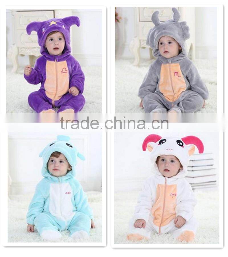 2015 walson winter thick baby anmial romper baby jumpsuit with button