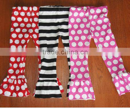 100% cotton ,solid color pant various colors triple ruffle long pant for baby girls