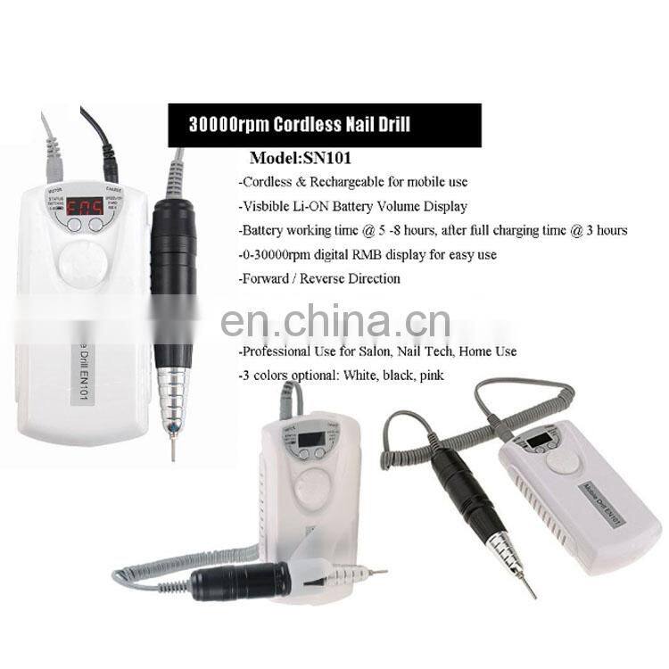 Rechargeable 30000RPM Nail Extension Manicure Nail Art Polish Cover Pink Clear Jelly Camouflage UV Gel Popular Nail Drill 101