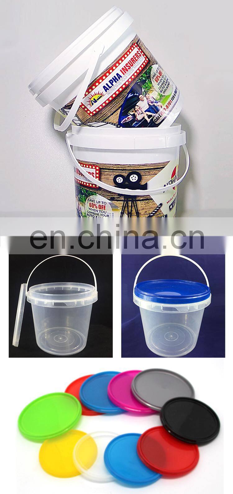 Custom Printed Round 5l Plastic Bucket With Plastic Lid