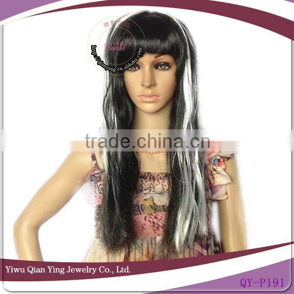 synthetic halloween wigs curly wig black and white wig