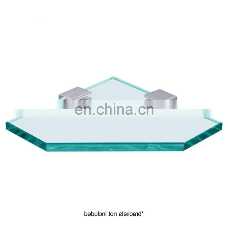 GF006 Corner Pentagon Glass chrome floating glass shelf brackets