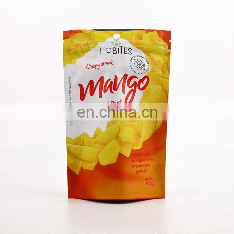 China Supplier Wholesale Matt Laminated Aluminum Foil Zip Lock Plastic Packaging Pouch Banana Mango Chips Bag