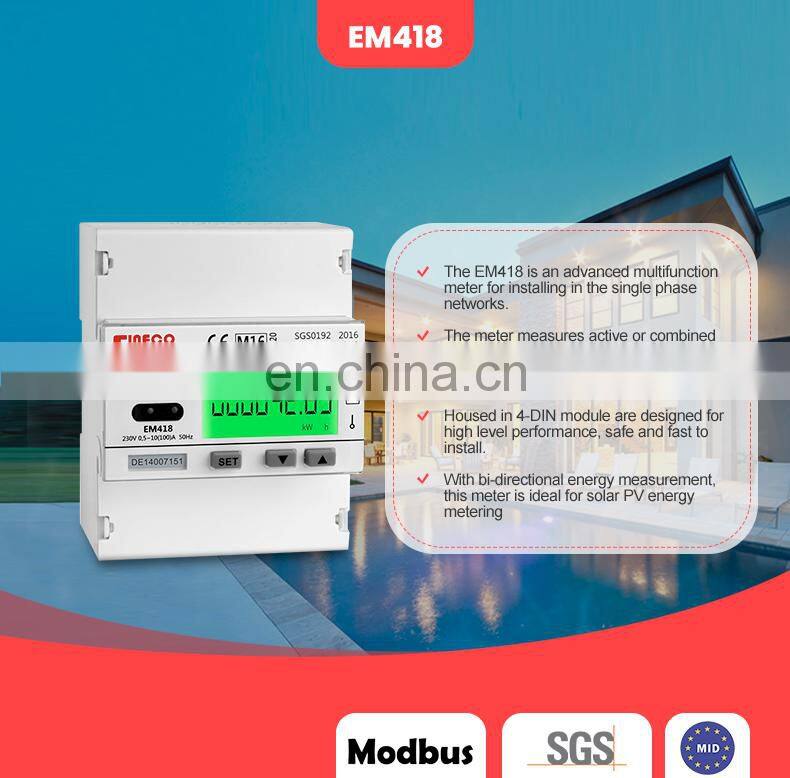 EM418 230V 10(100)A electronic digital single phase kwh meter