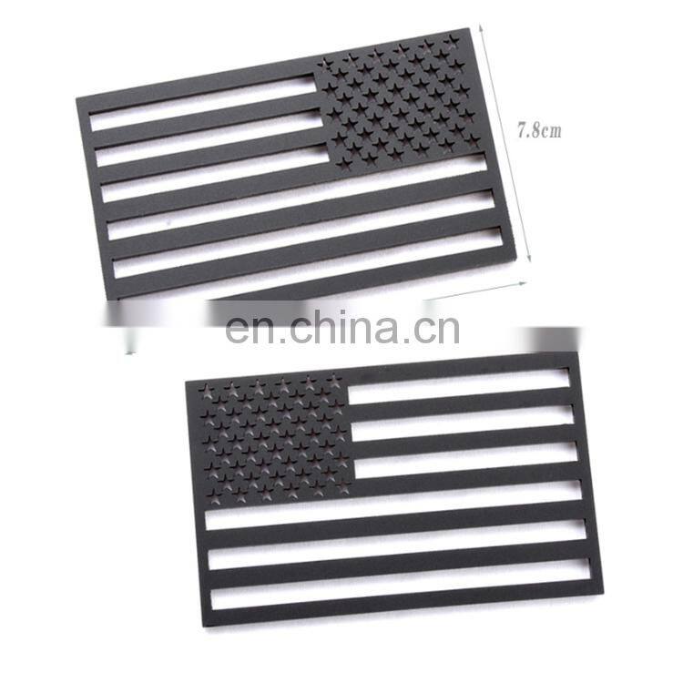 Custom ABS Plastic 123x75MM Black American Flag Side Fender Emblem Badge