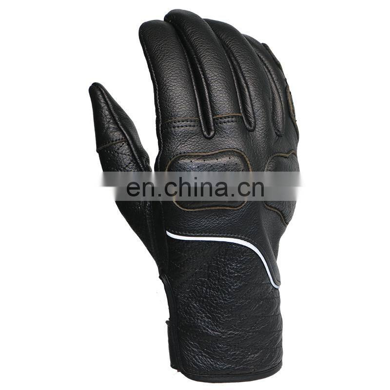 Men's Vintage Goatskin Leather Motorcycle Riding Gloves Gel Padded Hand Protective Safety Racing Glove Waterproof Bicycle Gloves