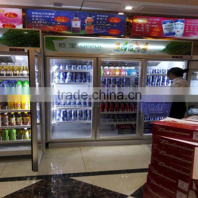 OP-A404 Large Capacity Glass Doors Supermarket Fridge
