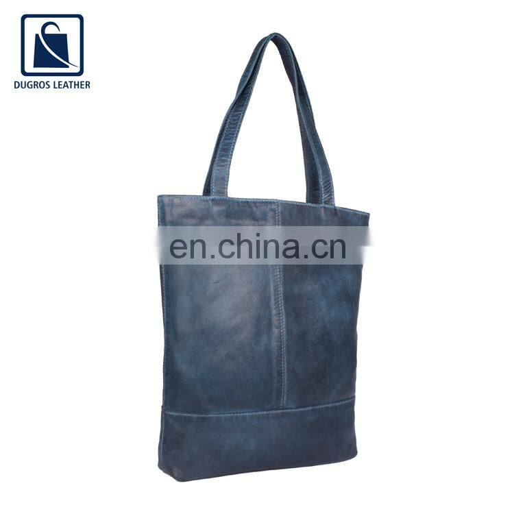 Vintage Style Good Quality Silver Antique Fitting Elegant Look Women Genuine Leather Shopper Shopping Bag for Sale