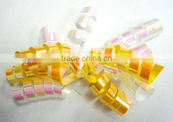 decoration gift and celebration party ribbon bow in 12cm*12 lips iridescent pp metallic curly ribbon bow