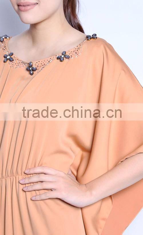OEM service indian style half sleeve rayon abayas cotton kaftan dubai