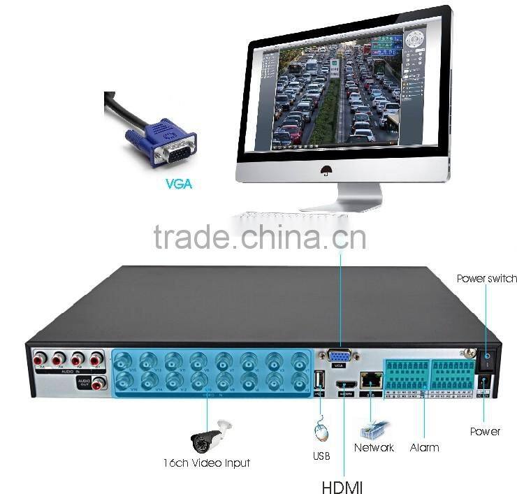 Home DVR Recorder AHD 1080P 16CH AHDH DVR 16 Channel 2 SATA HDD AHD DVR 16CH Hybrid NVR DVR Recorder ONVIF 16CH