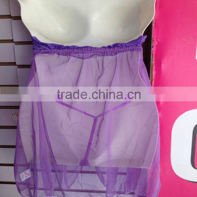1.23USD Wholesale Mixing 14 Models Sexy Transparent pajama G string Inside/pyjamas/Sleepwear (qqsy058)