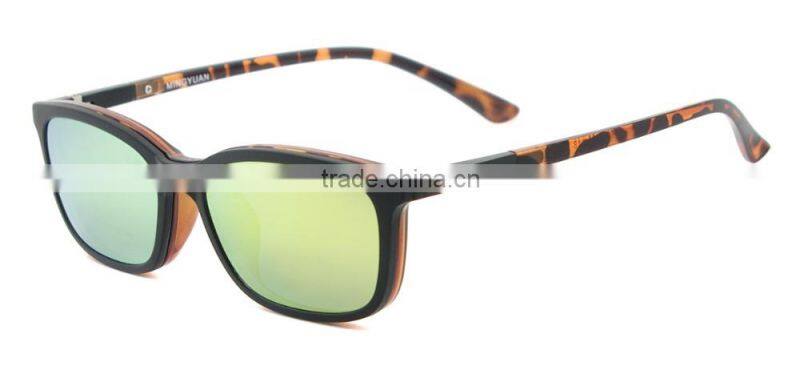 Tr90 plastic optical frame with polarized clip on sunglasses