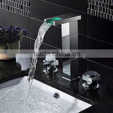 Antique China 3 Hole Brass LED Wash Basin Faucet