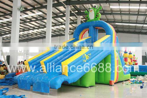 cheap factory supply inflatable pvc frog animal slide for kids, giant kids water toys for sale, inflatalbe water equipment toys