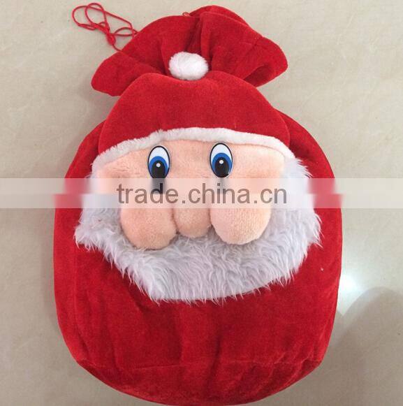 custom cheap small red velvet christmas santa sack drawstring gift bag