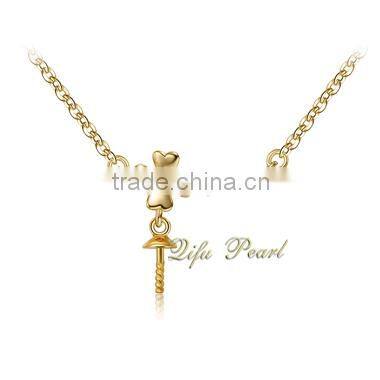 2015 Fashion Pearl Necklace 18Carat Yellow Gold Freshwater Pearl Necklace Jewelry Wholesale Charm Necklace Mounting