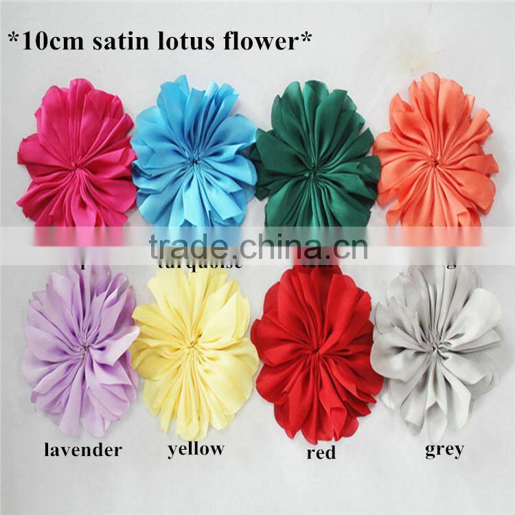 3.5inch Lotus Artificial Flower in purple for clothes flower/ Hair Clip/Pin Brooch/- 20colors for choose-Satin Lotus Flowers