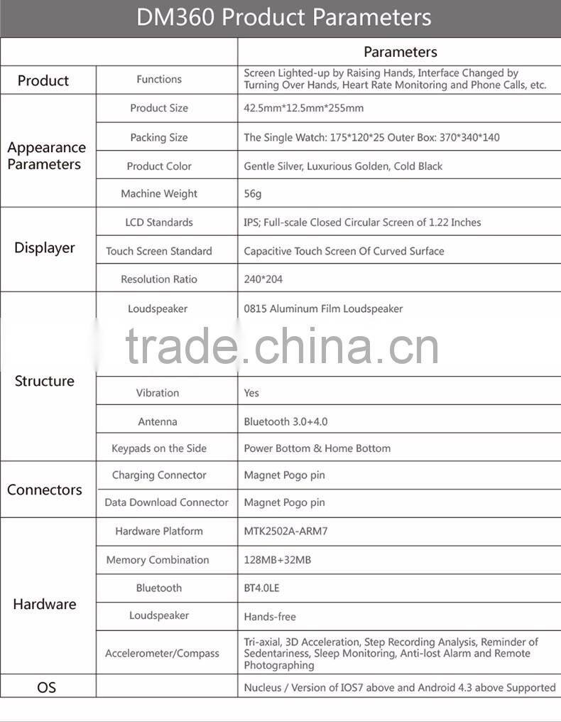 Smart watch hear rate DM360 Fitness tracker DM360 For ios and android smart watch hear rate dm360