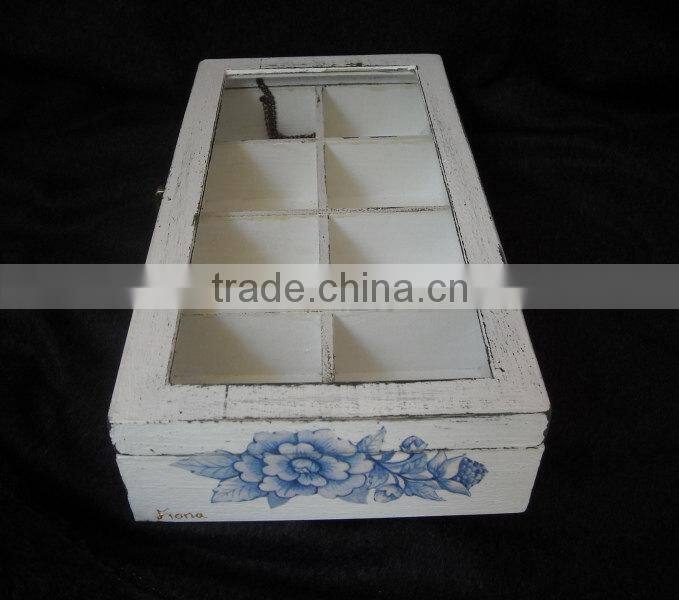 Shabby chic French style white wood sundries storage box