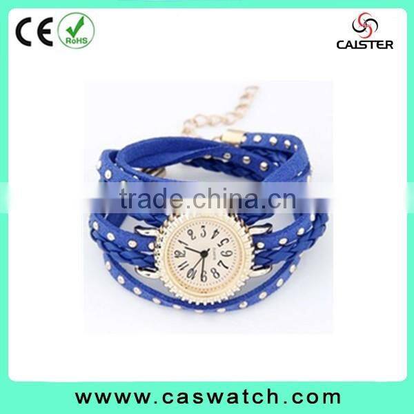 2016 stylish bracelet fashion lady watch, custom made multi-color leather watch, vogue long strap shiny lady watch