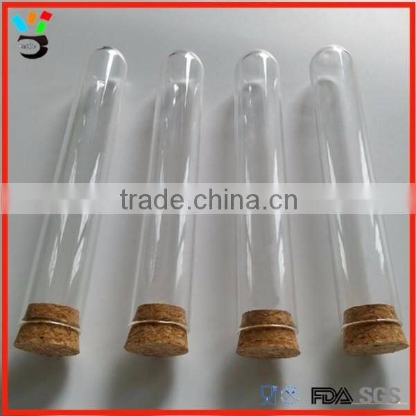 Round Bottom Design Custom Size Reserved Clear Glass Test Tube With Cork Lid