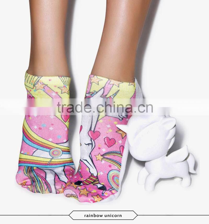 fashion teenagers footwear high quality 3d digital full print colorful ankle socks sports unisex custom hot sale stretch spandex