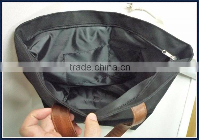Canvas tote bag with pu leather handles