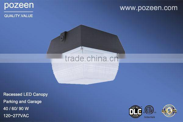DLC listed 5 years warranty 2015 factory wholesalel high quality LED canopy light 90w