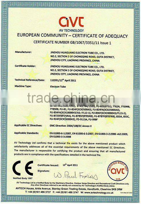 ISO9000 Electron tube GU23A electron tube