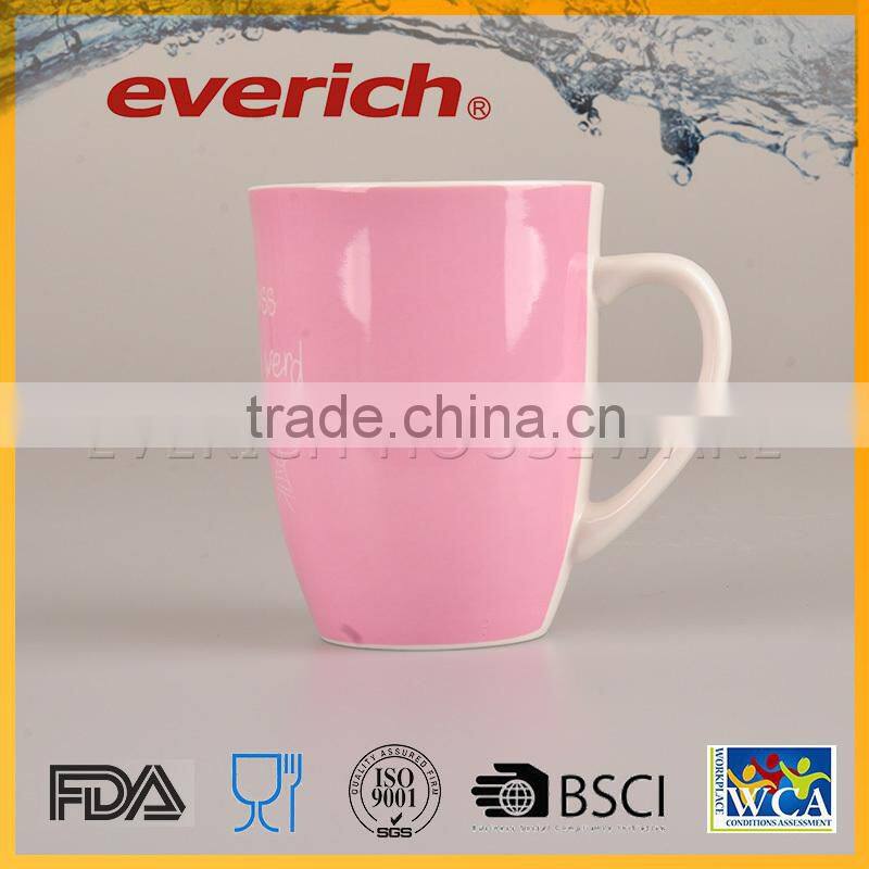 Pink wholesale custom cheap christmas ceramic mug