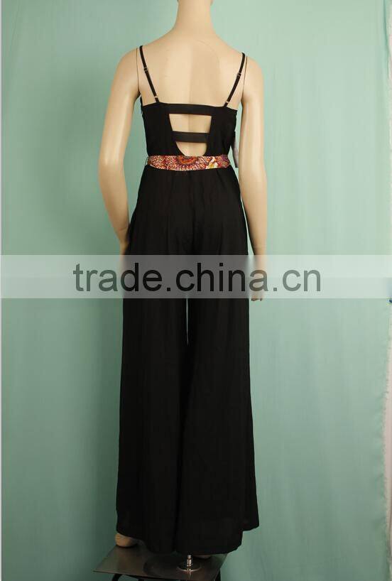 2016 New fashion waistband spaghetti strip pant pattern jumpsuit YLD1205