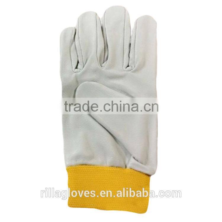Drivers Pigskin First Layer Of Yellow Knit Work Gloves