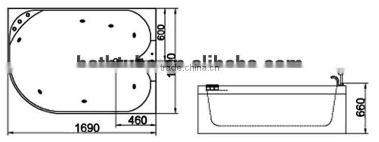 ce cupc latest design whirlpool massage bathtub,2 person massage bathtub,